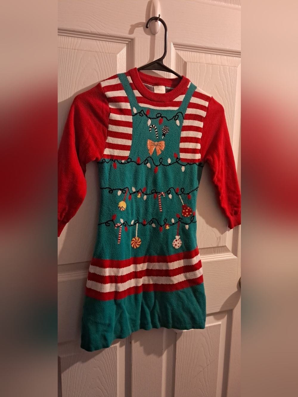 Girls Christmas Sweater Dress Sz L
